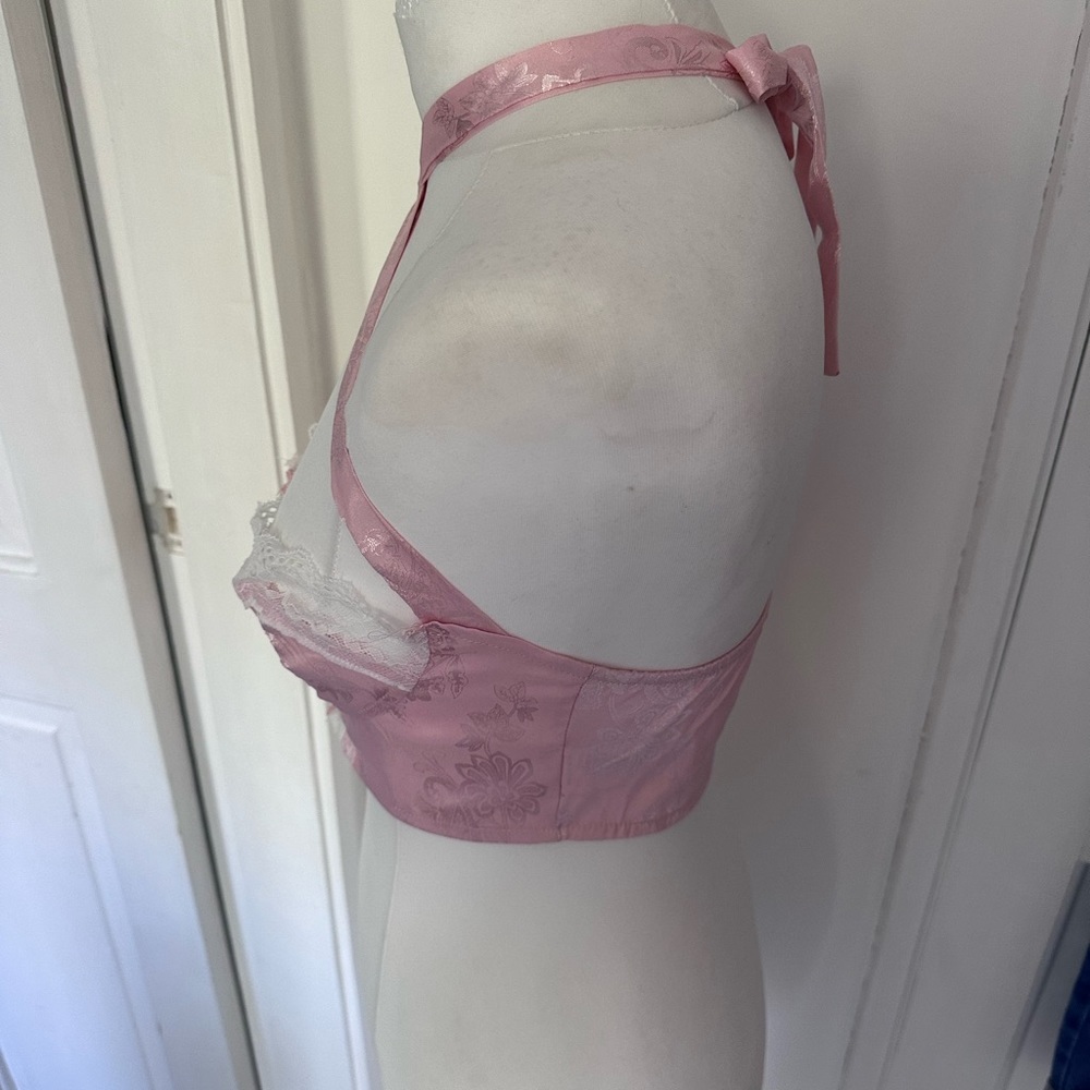 Shein size 8 Bralette Top pink white lace floral motive - Picture 8 of 9